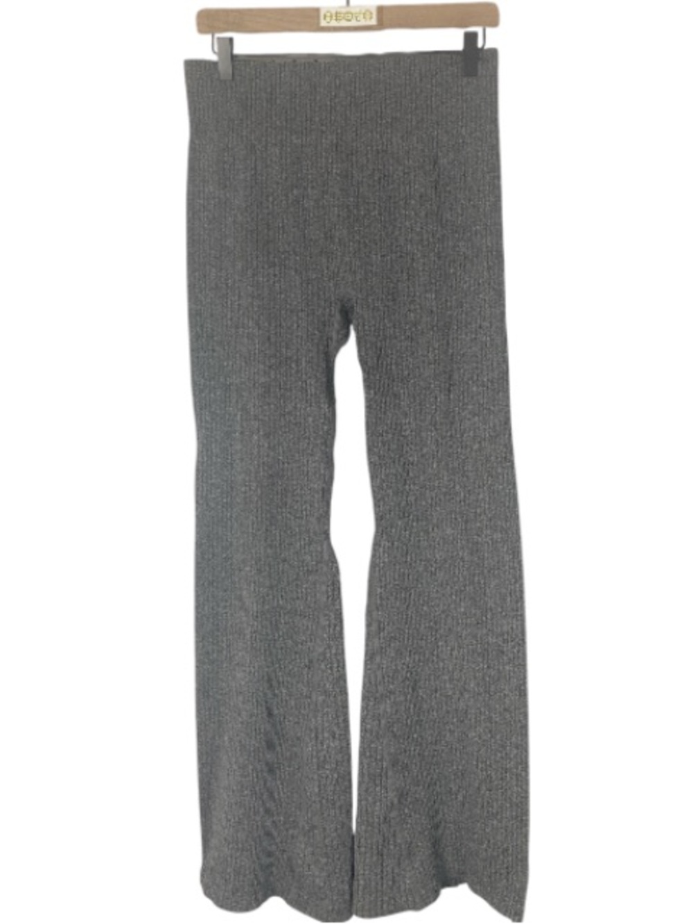 Gray Ribbed Knit Flared Womens Pants /XL  #0395